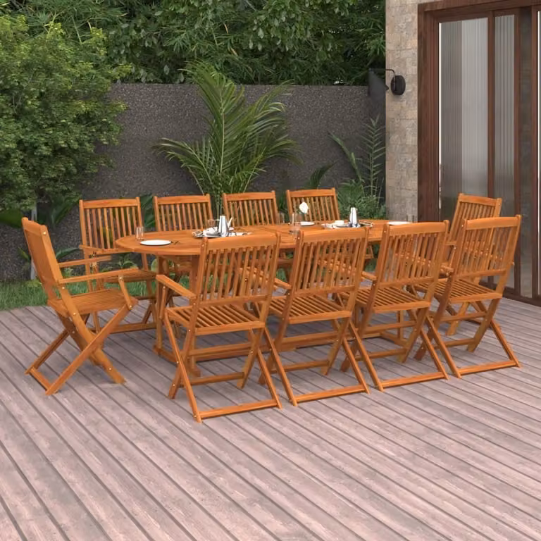 Maison Exclusive - Set da Pranzo da Giardino 11 pz 220x90x75 cm Massello di Acacia