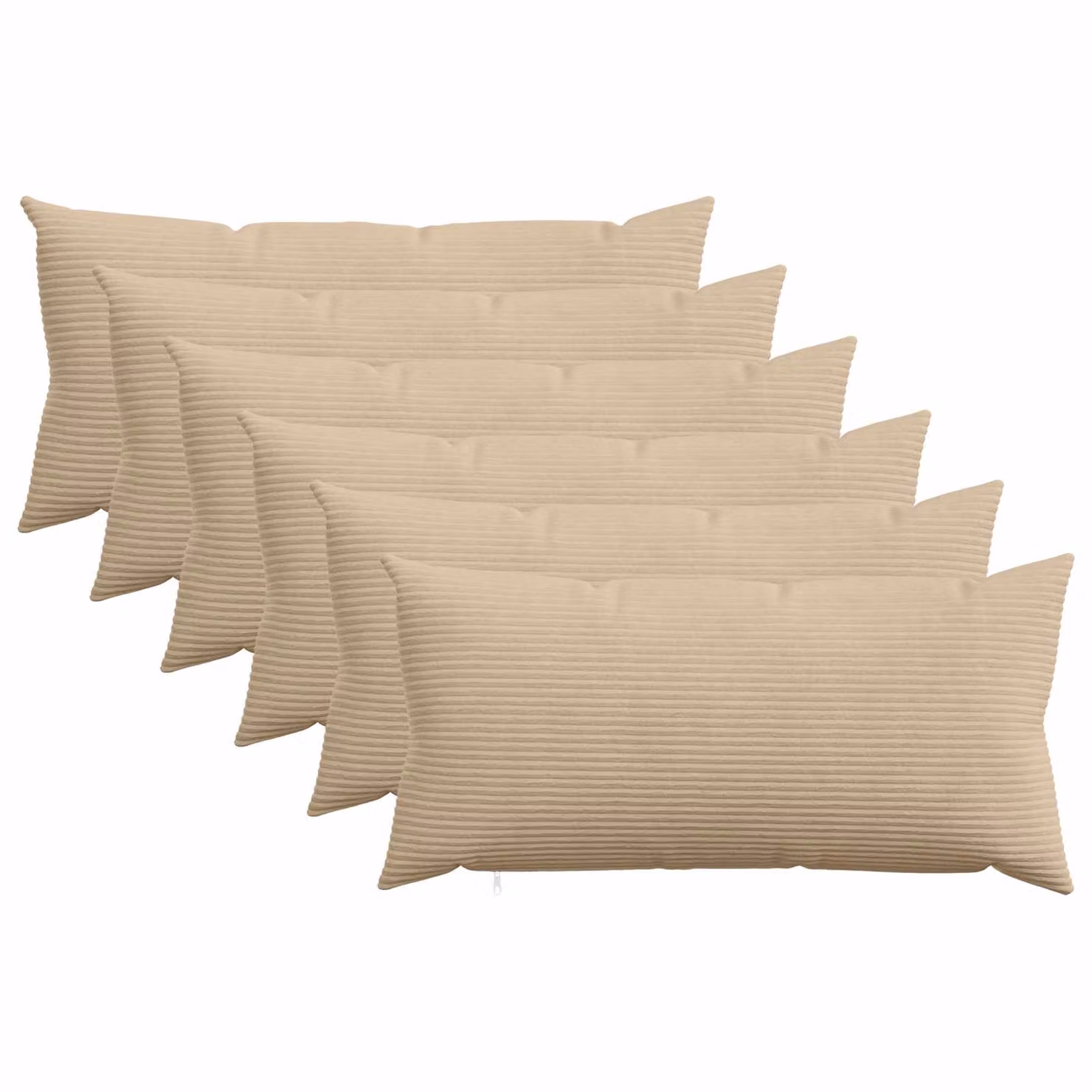 Set di 6 federe vidaXL HEERLEN in velluto a coste, colore tortora, L 80 x P 40 cm
