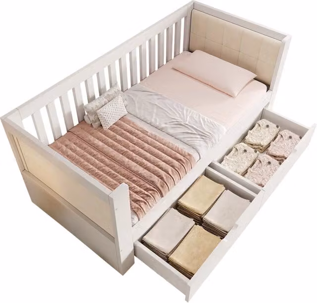 Letto a divano Chicfurn in velluto bianco con 2 cassetti e struttura in legno di pino L/P/H: 190 x 90 x 74 cm