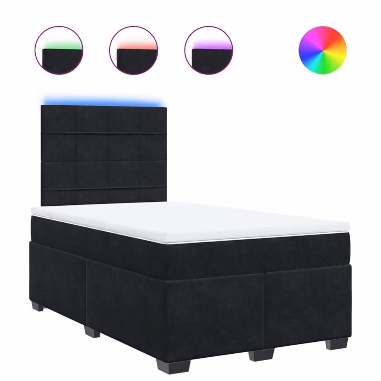 Giroletto a Molle con Materasso Nero 120x190 cm in Velluto