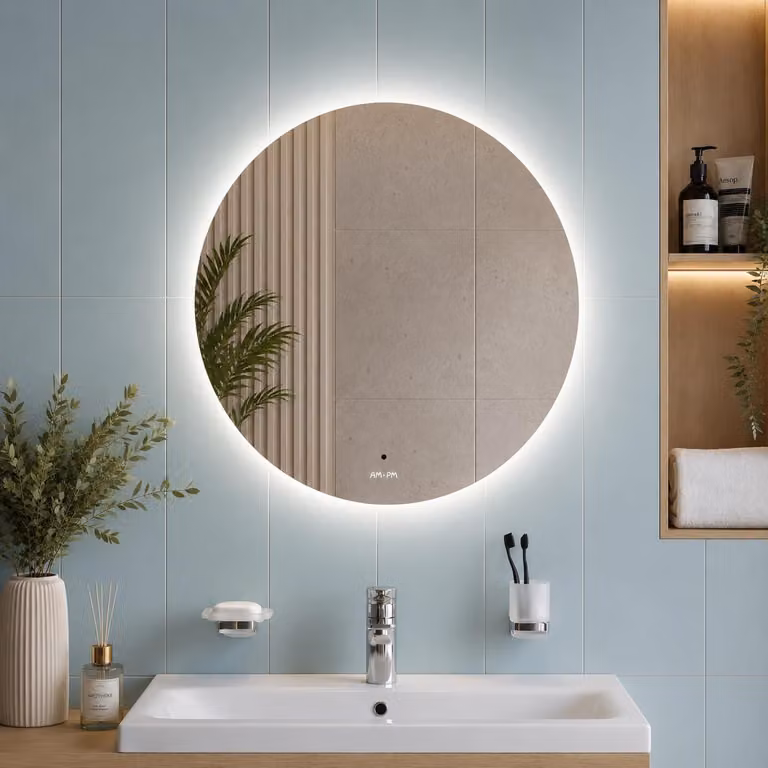 Specchio a LED, dimensioni 60x60 cm, con sensore a contatto e funzione antiappannamento