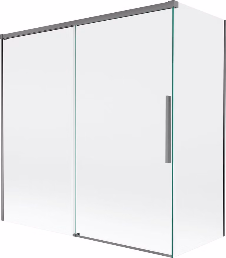 Mexen Rox paratia da vasca da bagno a 2 ante scorrevoli 160 + 70 x 150 cm, trasparente, gun metal - 8C9-160-070-95-00