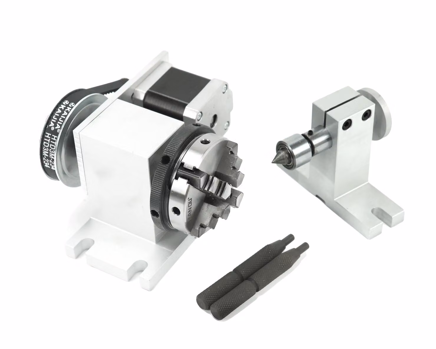 Quarto asse CNC, motore passo-passo Nema17, campo di serraggio 1-50 mm, precisione di centratura 0,05 mm, 4 ganasce K12-65