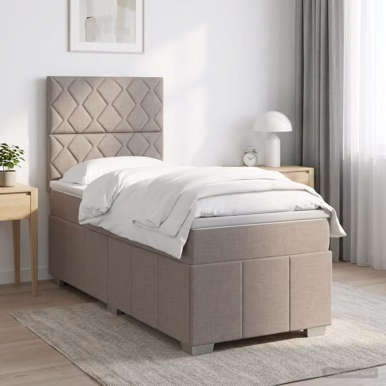 Letto box spring con materasso vidaXL in tessuto Tortora L/P: 100 x 200 cm