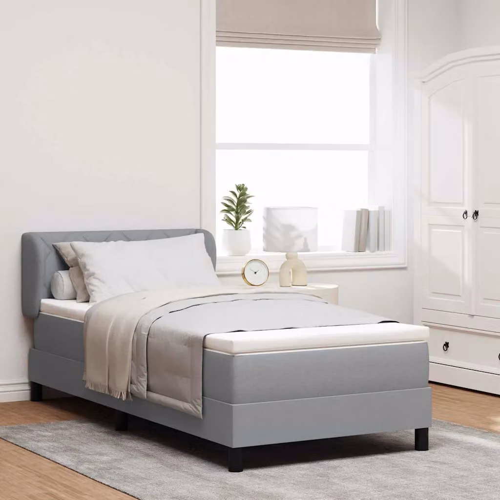 Letto a molle con testiera vidaXL in tessuto Grigio chiaro L/P/H: 90 x 190 x 93 cm