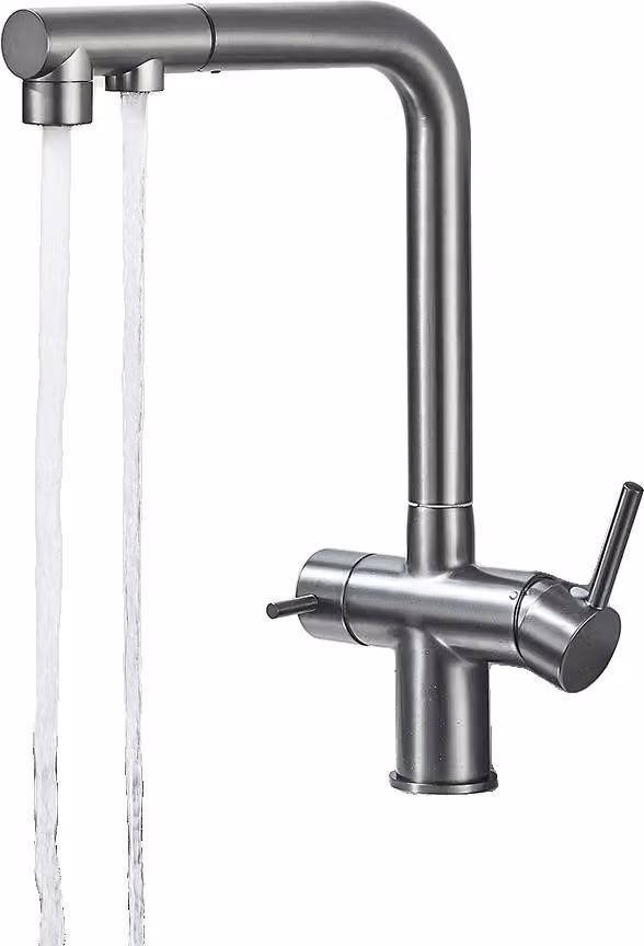 Miscelatore da cucina, doppia maniglia, funzione spray estraibile, grigio B