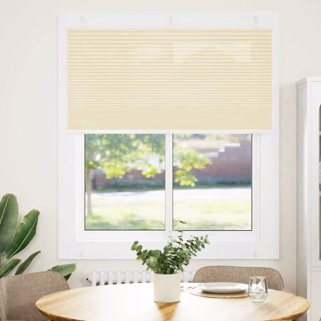vidaXL Tenda Plissettata Crema 115x150 cm Larghezza Tessuto 114,4 cm
