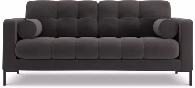 Divano 2 posti Bali Cosmopolitan Design in velluto grigio con cuscini, L: 152 cm, P: 75 cm, H: 92 cm