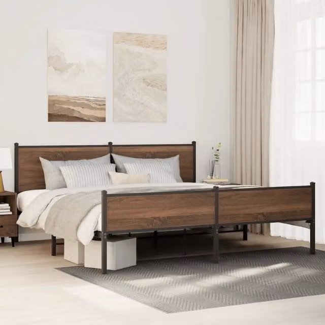 Giroletto senza Materasso in Metallo-Struttura Letto Rovere Marrone 193x203 cm 640354