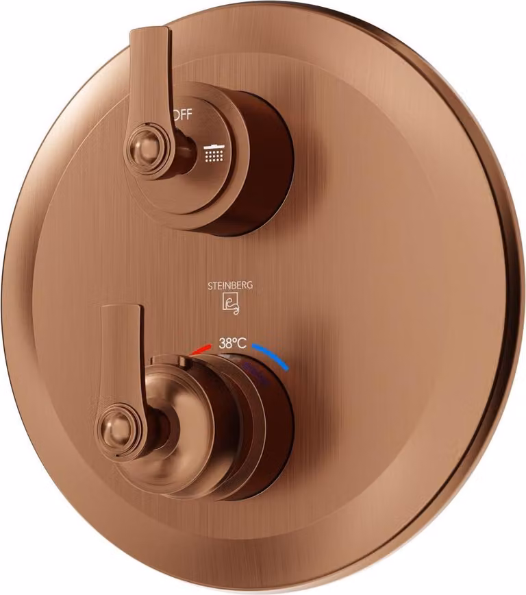 Steinberg Série 350 robinetterie de douche et de baignoire, set de montage final, thermostat encastré, 2 consommateurs, 35041333BC, 35041333BC