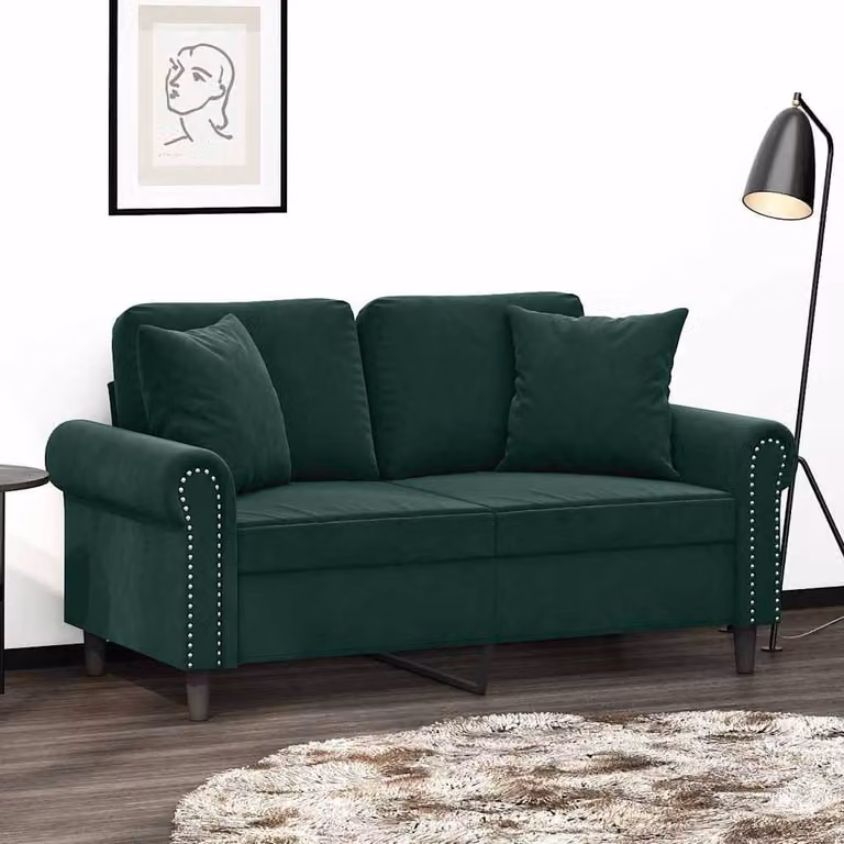 Set di 2 cuscini decorativi quadrati vidaXL in velluto verde, L 40 cm x P 40 cm x H 40 cm