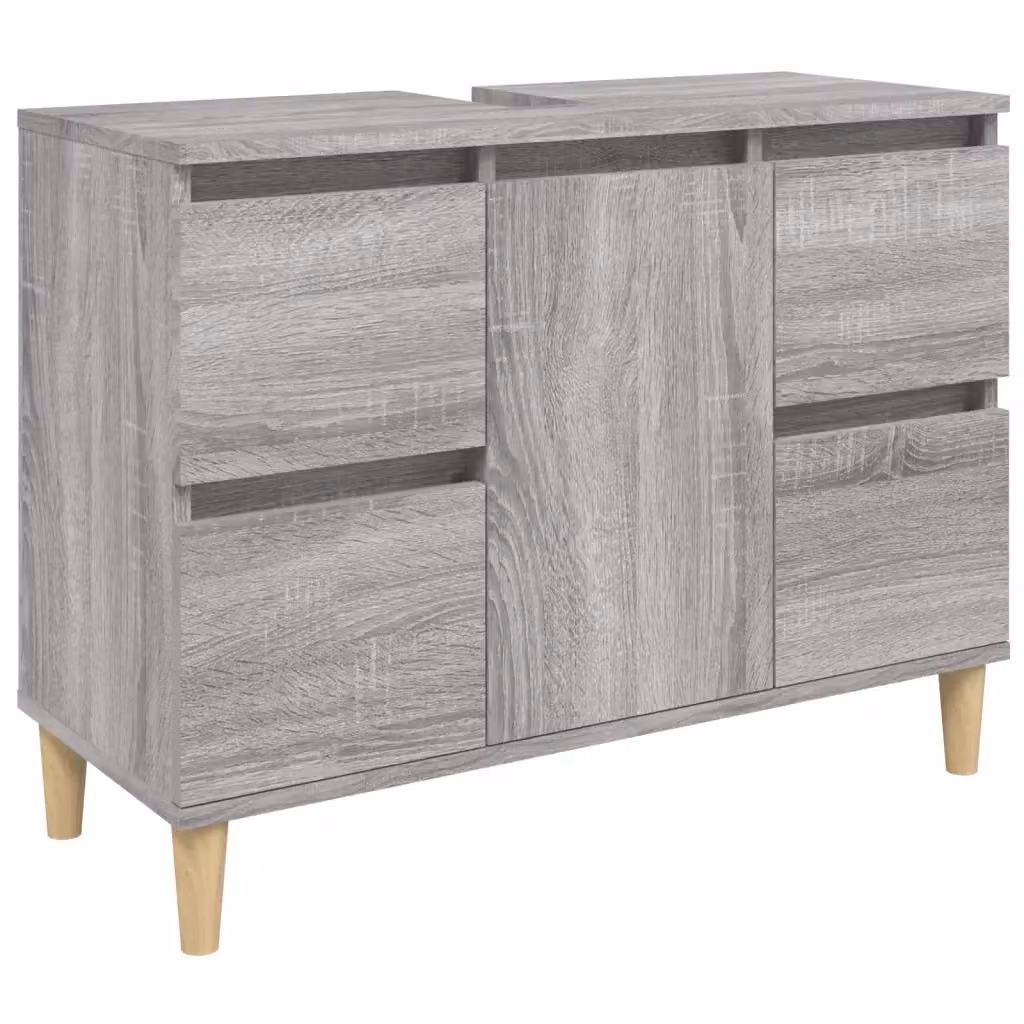 Mobile Lavabo Moderno vidaXL Grigio in Legno e MDF L: 80 cm, P: 33 cm, H: 60 cm – 2