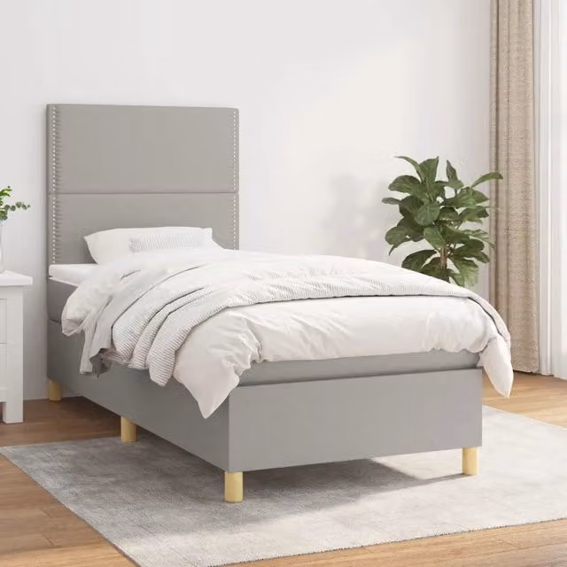 Letto Ibrido con Giroletto a Molle e Materasso vidaXL, Grigio e Bianco, L/P/H: 193 x 90 x 128 cm