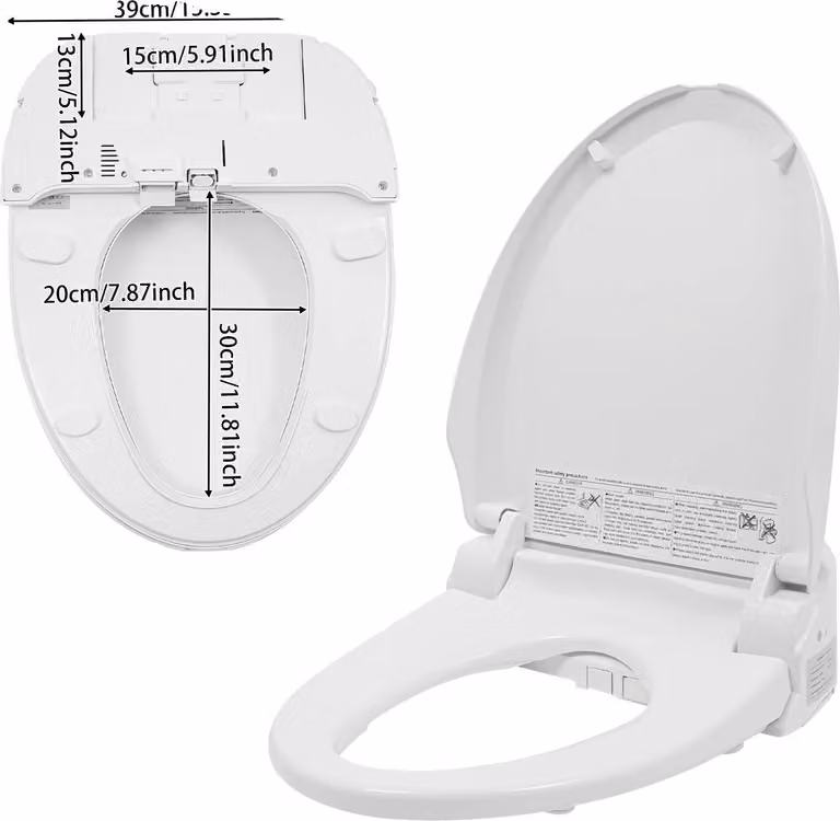 Sedile per bidet, sedile riscaldato, diverse modalità di pulizia, BIANCO, spina UE