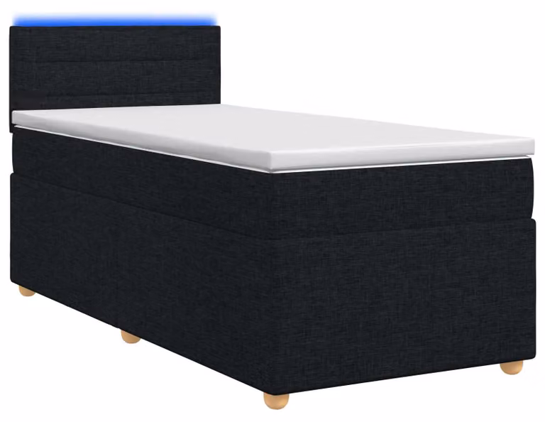 Letto a molle con materasso nero 80 x 200 cm in tessuto