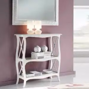 Consolle in legno Shabby chic laccato bianco opaco