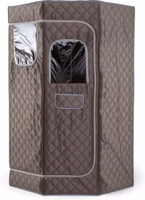 Sauna a vapore portatile con 3l generatore di vapore sedia pieghevole, Sauna da casa con 9 livelli regolabili di temperatura Grigio