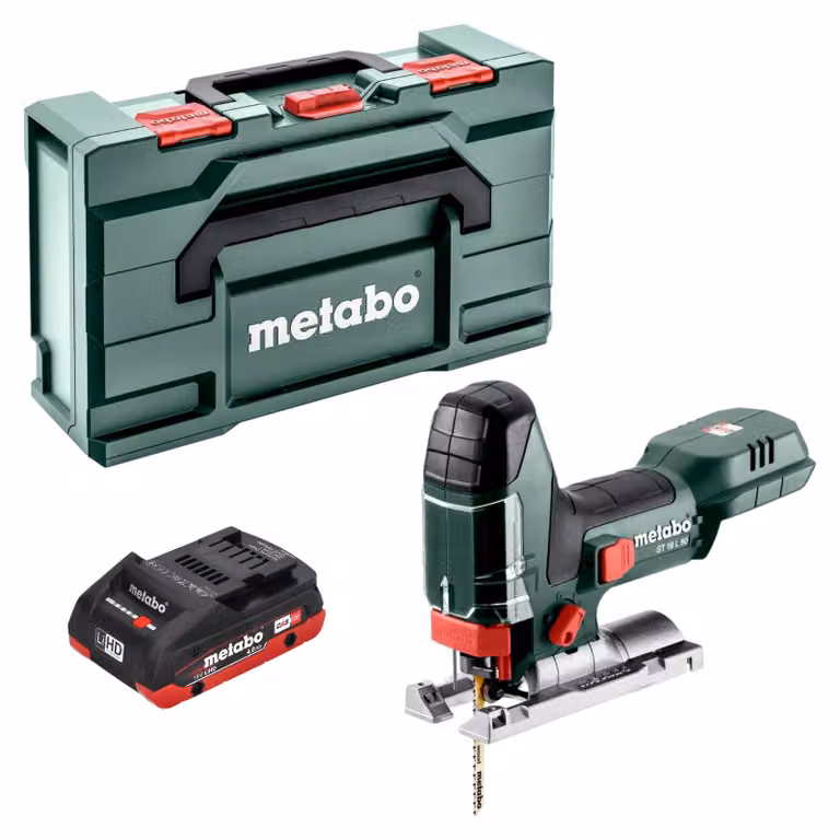 Sega alternata a batteria Metabo ST 18 L 90 da 18 V, 90 mm + 1 batteria LiHD da 4,0 Ah + Metabox - senza caricabatterie