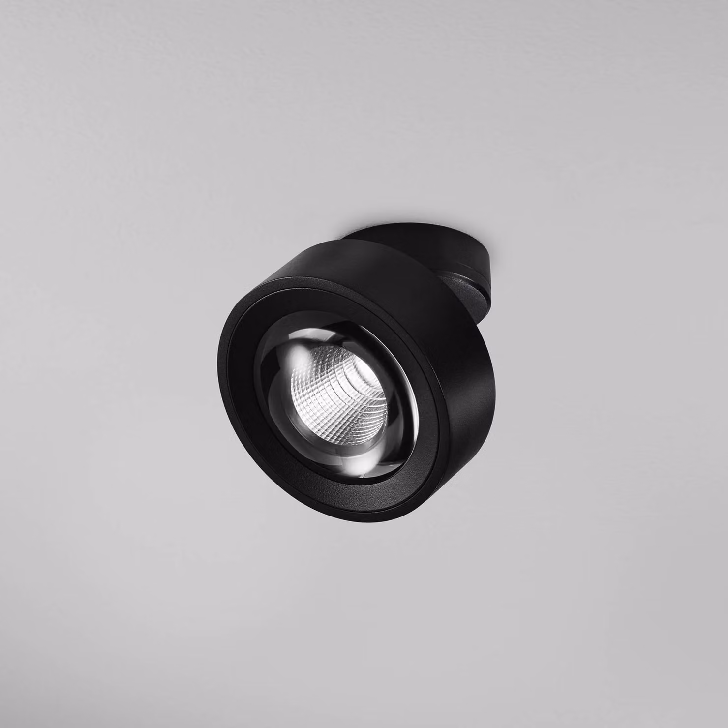 Egger Licht DLS Faretto LED Clippo Optic, nero/nero, Ø12cm, DTW dimmerabile, Nero, Soggiorno / Sala da pranzo, Alluminio, Moderno