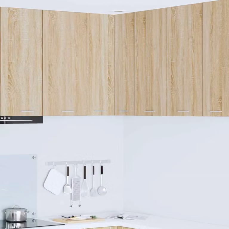 Armadio pensile da cucina vidaXL in stile moderno, colore quercia e bianco, L/P/H: 57 x 57 x 80 cm