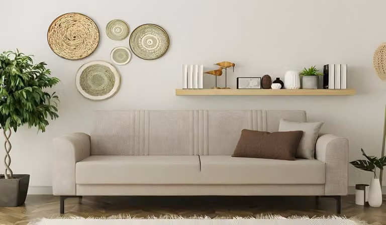 Dreisitzer Sofa 3 Sitzer Polstersofa Stoffsofa Couch Beige Wohnzimmer