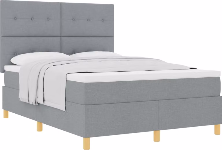 Letto a molle con materasso Grigio chiaro 140 x 190 cm Tessuto