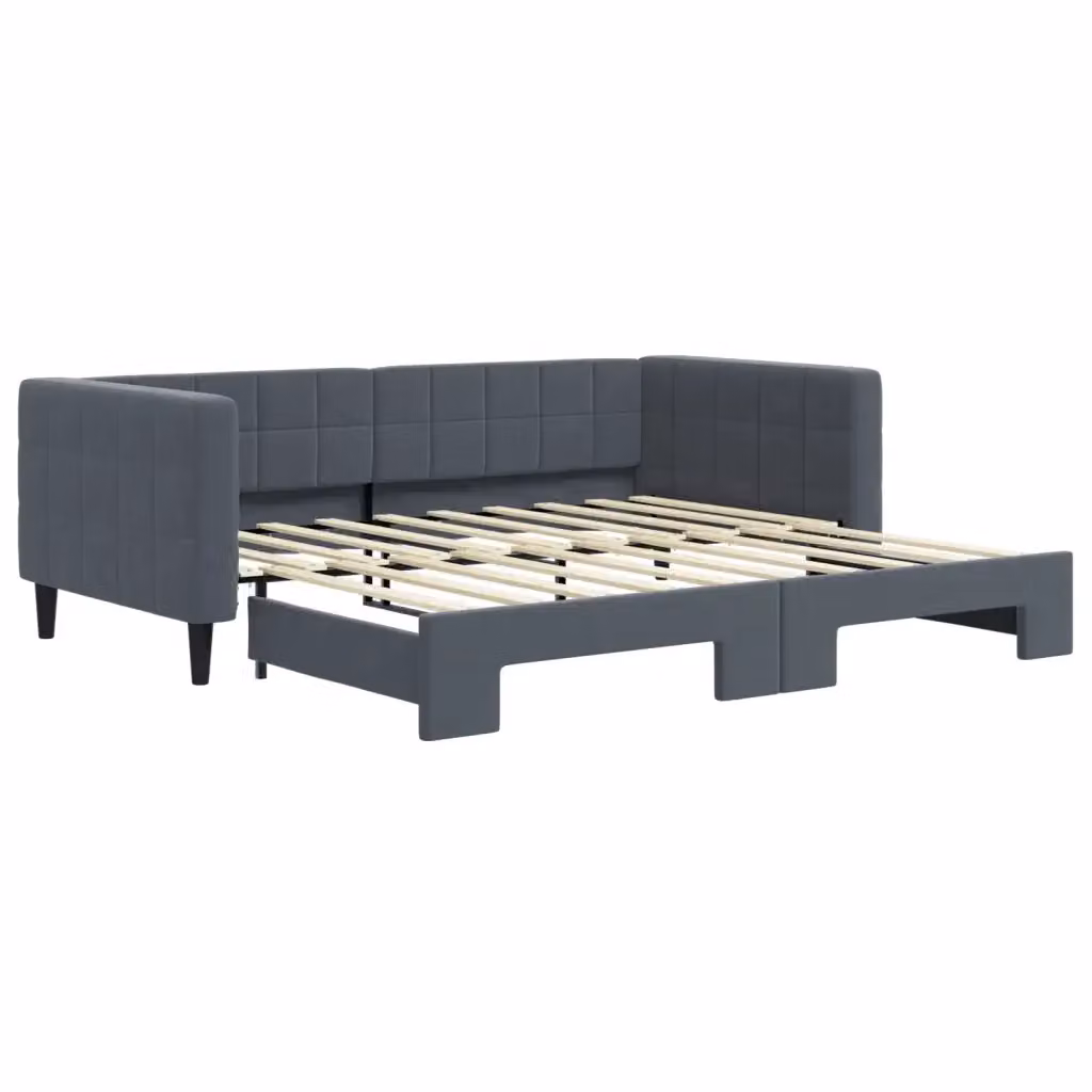 Divano Letto con Letto Estraibile vidaXL in Velluto Grigio per Soggiorno e Camera da Letto L/P/H: 90 x 190 cm – 2