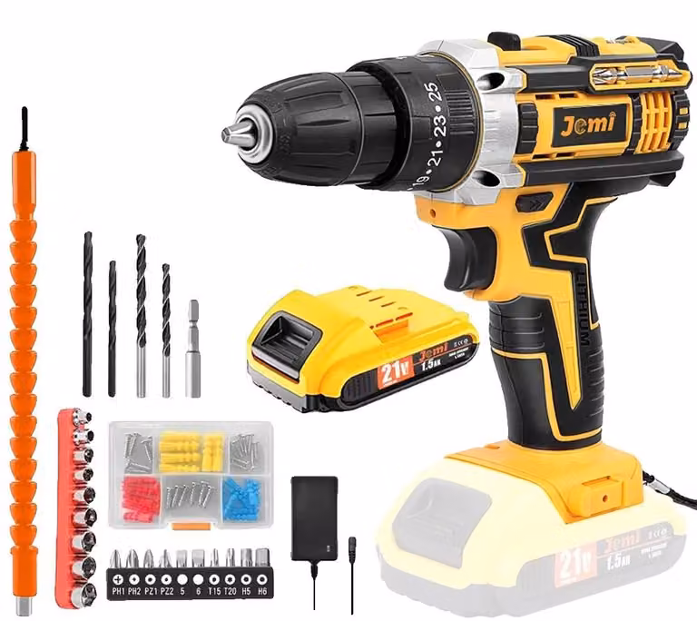 Trapano avvitatore, multifunzione 3-in-1, elevata coppia, 21V, 1 batteria, confezione in cartone