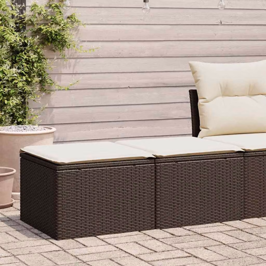 Set Divano da Giardino vidaXL 4 Pezzi con Cuscini Marrone e Bianco in Polyrattan e Metallo per Terrazza e Giardino