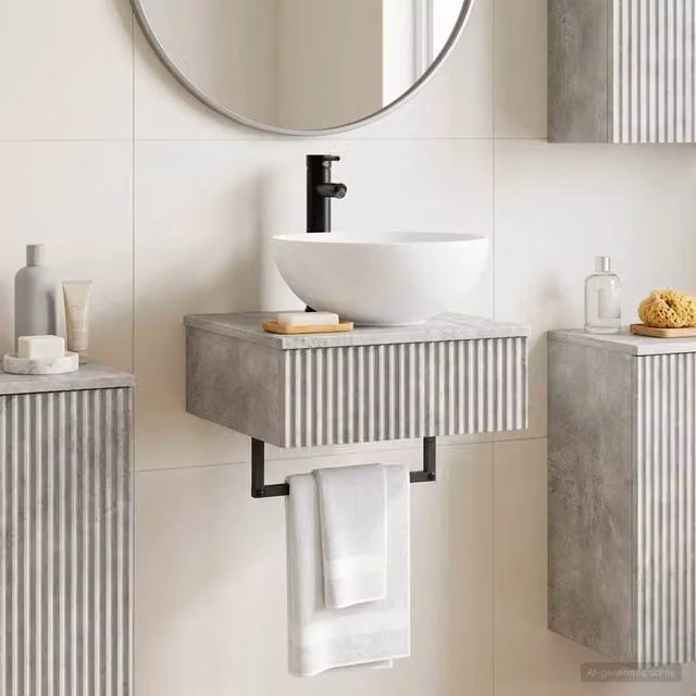 Lavabo da parete moderno vidaXL in grigio cemento, L 40 cm x P 41 cm x H 40,5 cm – 1