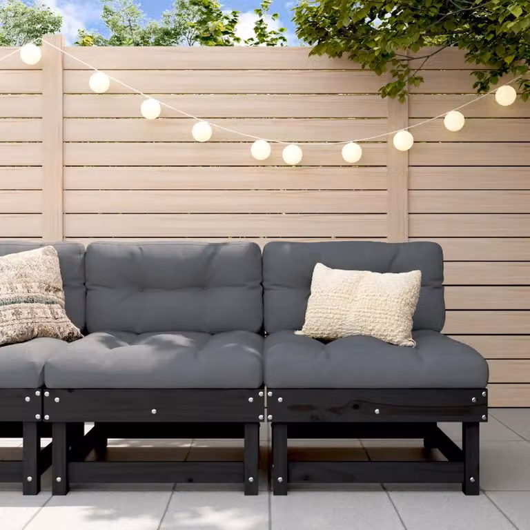 Set di 2 divani da giardino moderni vidaXL in legno massello di pino, colore nero