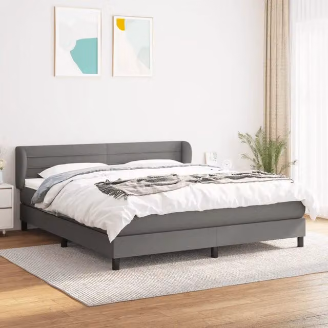 Letto Ibrido vidaXL con Giroletto a Molle e Materasso Grigio e Bianco L/P/H: 180 x 200 x 88 cm