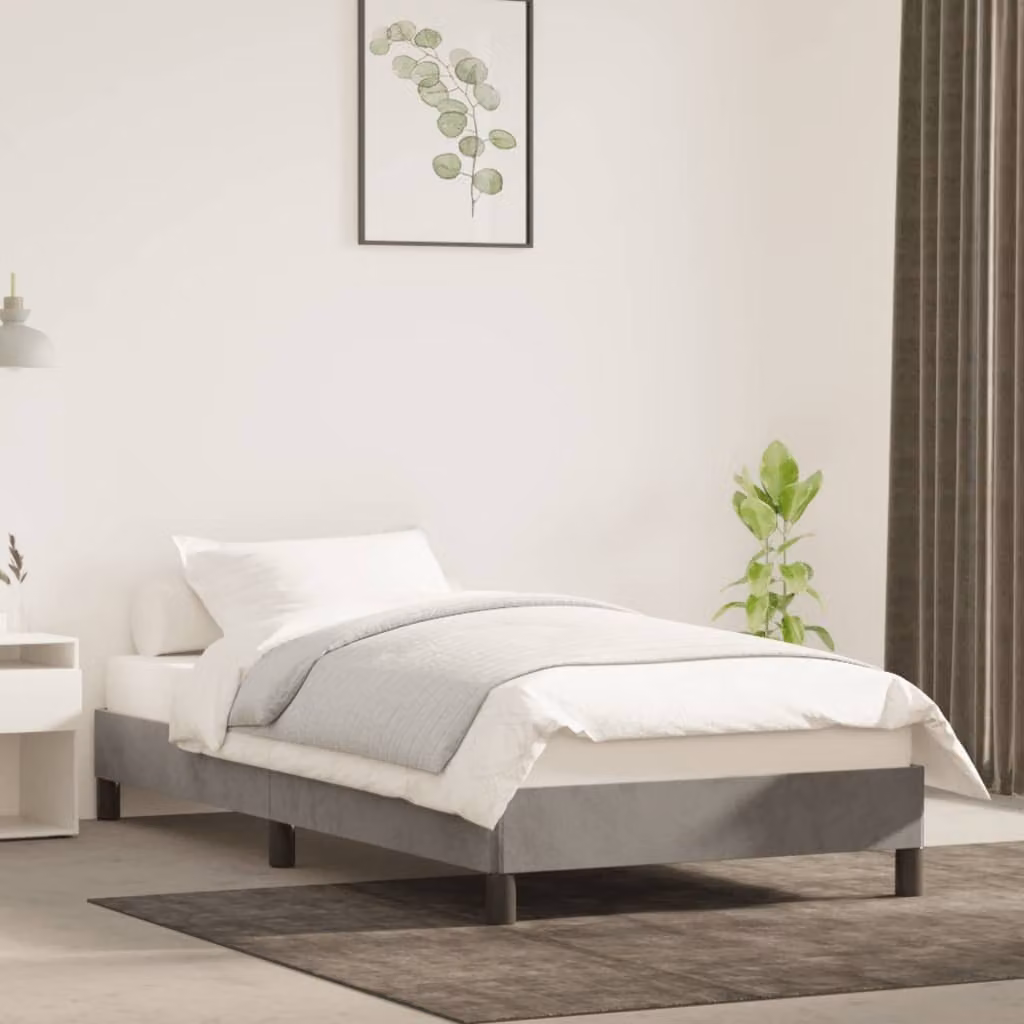 The Living Store Struttura letto grigio chiaro 80x200 cm in velluto