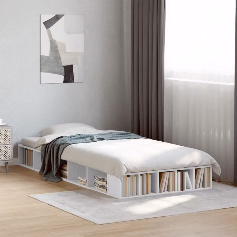 vidaXL Giroletto Bianco in Legno Multistrato con Doghe Fisse L: 75 cm, P: 190 cm