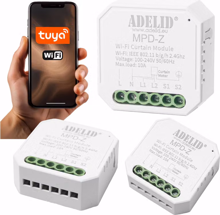 Modulo relè smart per tapparelle avvolgibili, compatibile WiFi, formato mini, da incasso, marca Tuya
