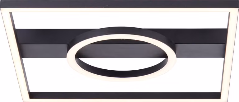 BRILLANTE lampada da soffitto moderna a LED nera MAUREEN | plafoniera con colore della luce bianco caldo (3000K) e luminosità 2700 lm 24 W| 40x40 cm | metallo/legno/plastica