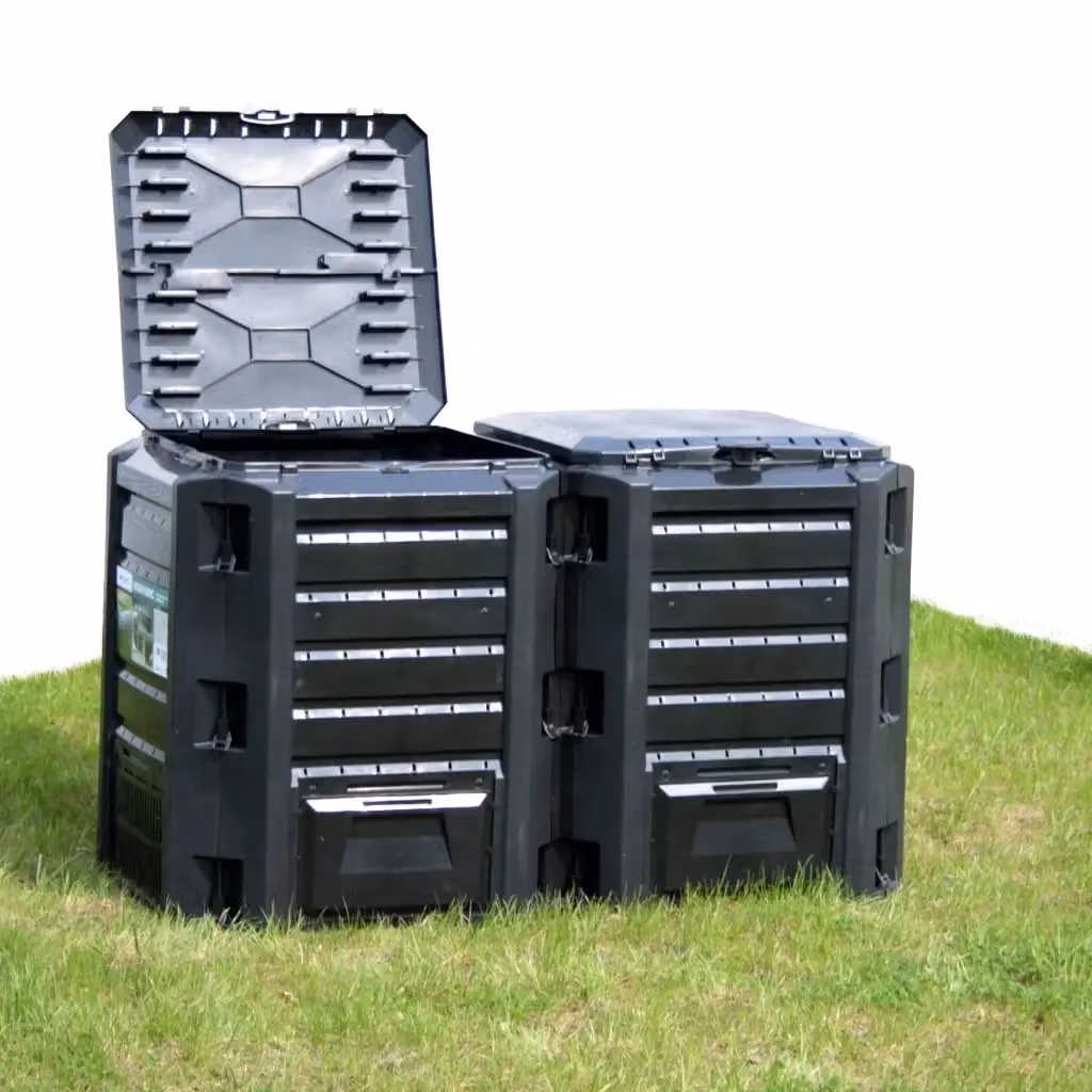 Compostiera da giardino nera in plastica con capacità 1200 L CFW5540415 – 2