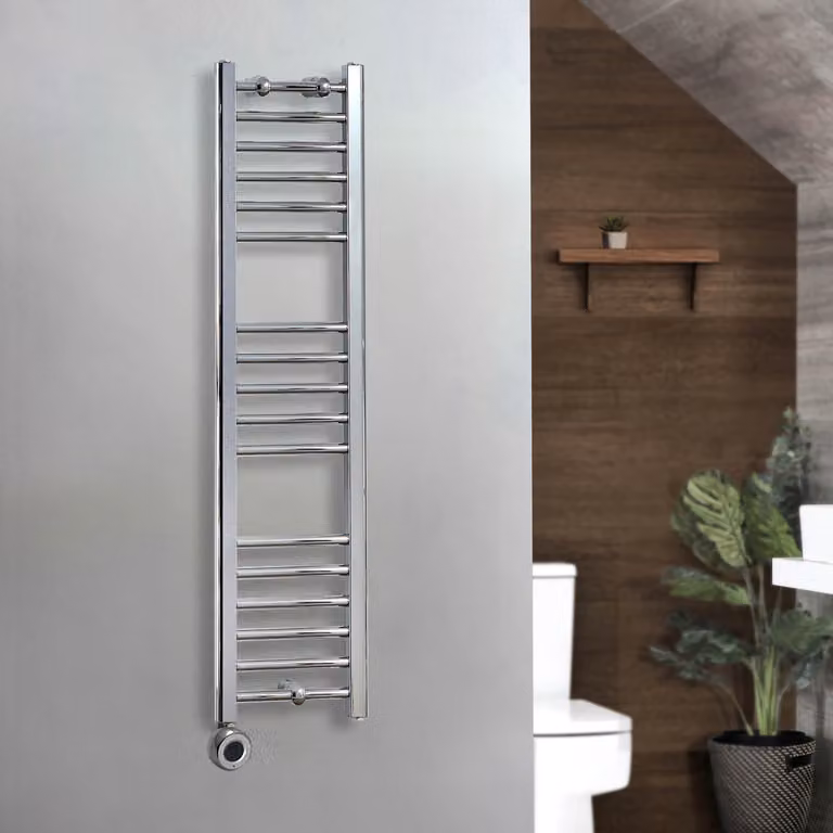 Scaldasalviette Elettrico Diritto Cromato ECOSO by Hudson Reed con Elemento Termostatico Wi-Fi L: 120 cm, P: 30 cm
