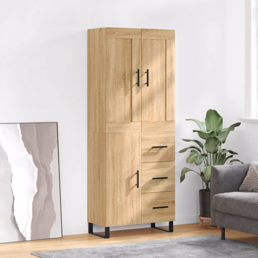 Credenza moderna vidaXL in legno Rovere Sonoma marrone L: 69,5 cm, P: 34 cm, H: 180 cm