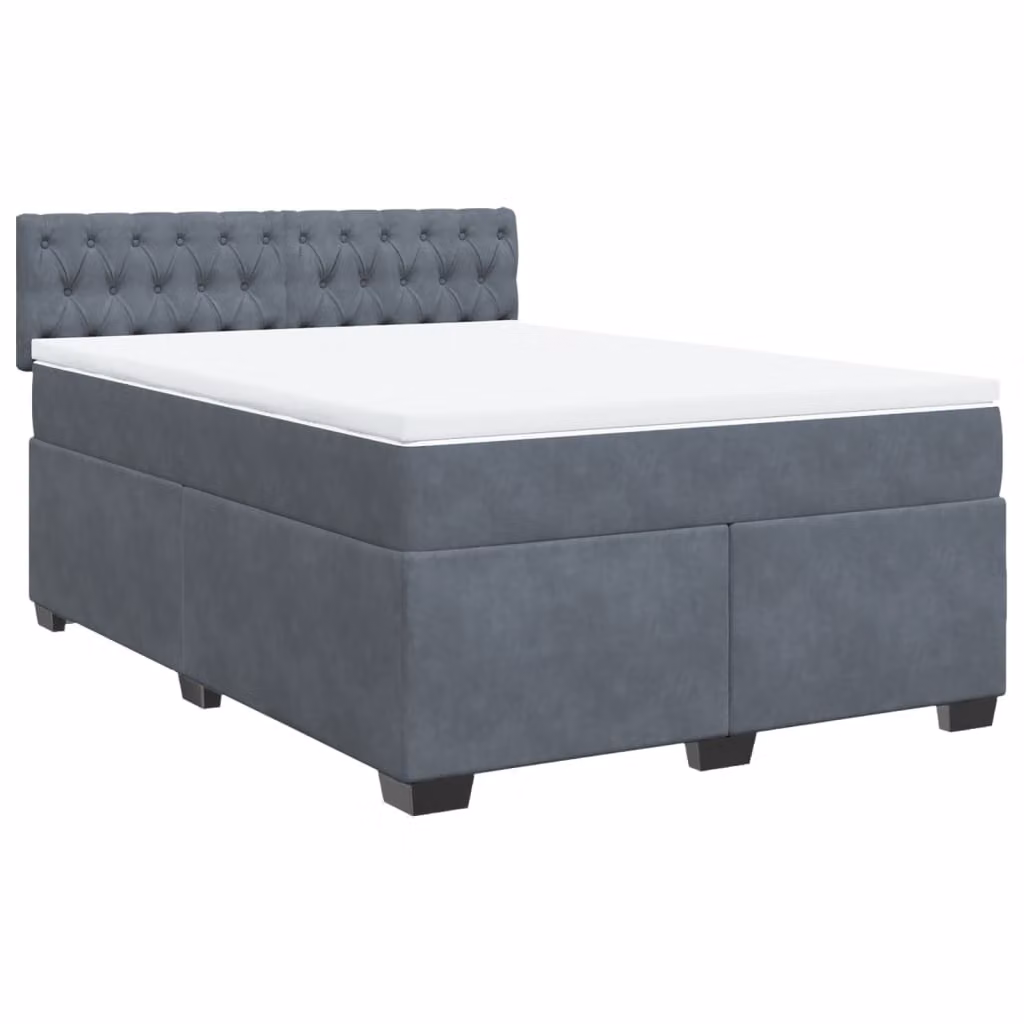 Giroletto a Molle con Materasso Grigio Scuro 160x200 cm Velluto