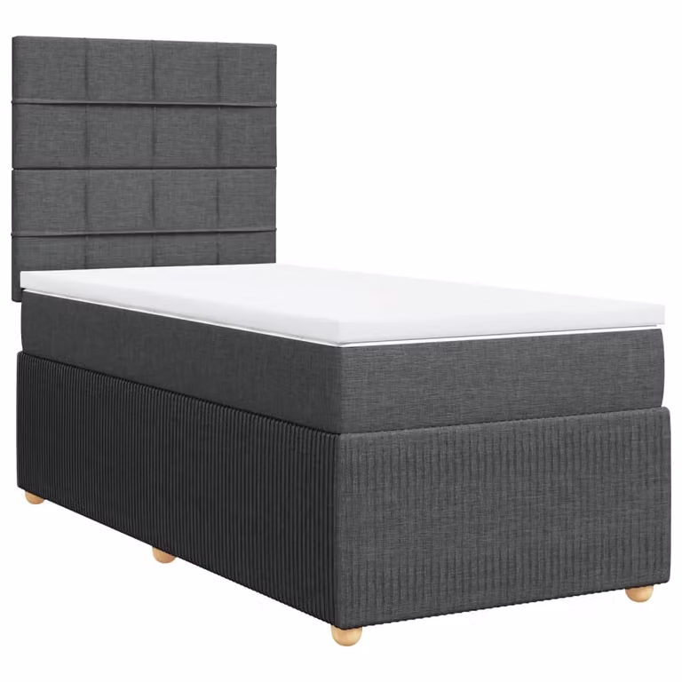 Giroletto a Molle con Materasso Grigio Scuro 90x200 cm Tessuto