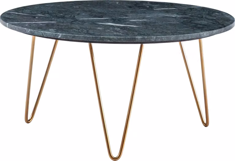 WOHNLING Tavolino da caffè in vero marmo verde 70x70x35 cm Tavolo da divano in metallo oro treppiede Tavolo da soggiorno Tavolo rotondo moderno in marmo Tavolo da salotto Tavolo da caffè grande