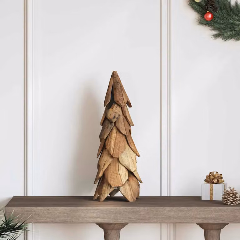 Albero di Natale da tavolo vidaXL in legno di teak marrone, Altezza: 51 cm