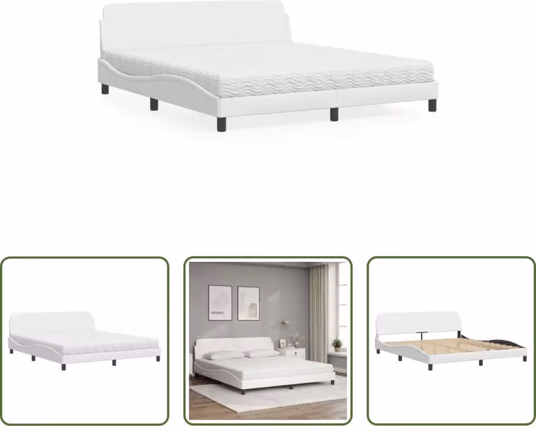The Living Store Letto con materasso bianco 180x200 cm in ecopelle