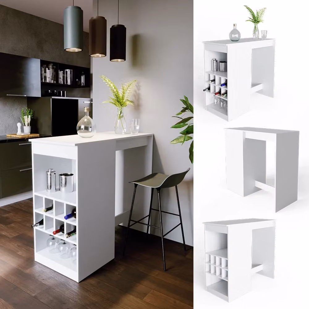 Tavolo bar alto Vicco bianco moderno in MDF laccato L: 50 cm, P: 50 cm, H: 104,6 cm – 2