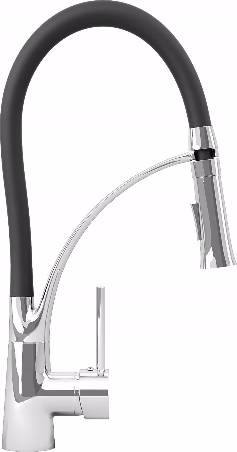 Granitan - Rubinetto da cucina - Rubinetto per lavello - Bocca estraibile - Orientabile a 360° - Cromo - Ottone - NEXO