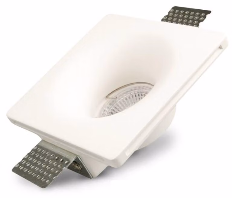 Faretto da incasso in gesso GU5.3, quadrato, da incasso, a imbuto, bianco
