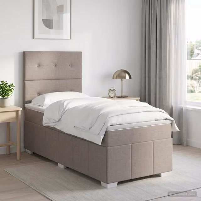 Letto box spring con materasso ibrido vidaXL in tessuto beige L/P: 100 x 200 cm – 1