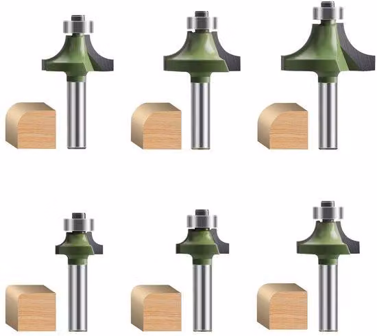 Set rotondo per levigatura del legno composto da 6 pezzi con attacco da 8 mm per una lavorazione del legno precisa ed efficiente