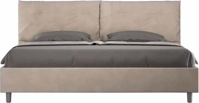 Letto Matrimoniale King Size Appia Large Imbottito in Microfibra Colore Sabbia L/P: 200 x 200 cm – 1